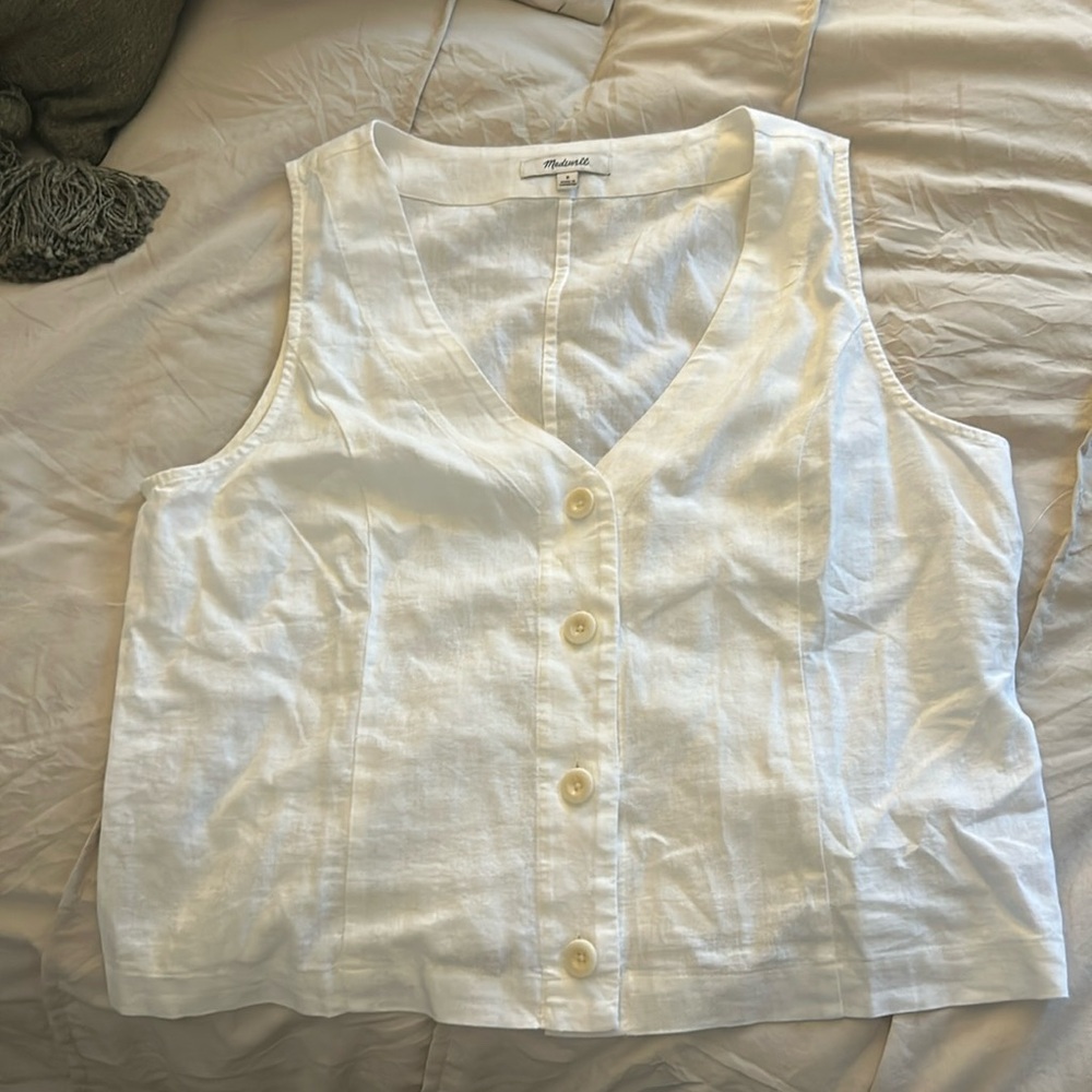 White Madewell Linen Vest-shirt